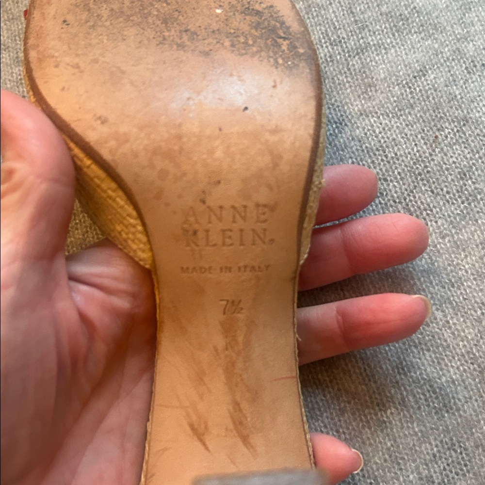 Anne Klein Beige and Red Embellished Heels - Picture 5 of 5